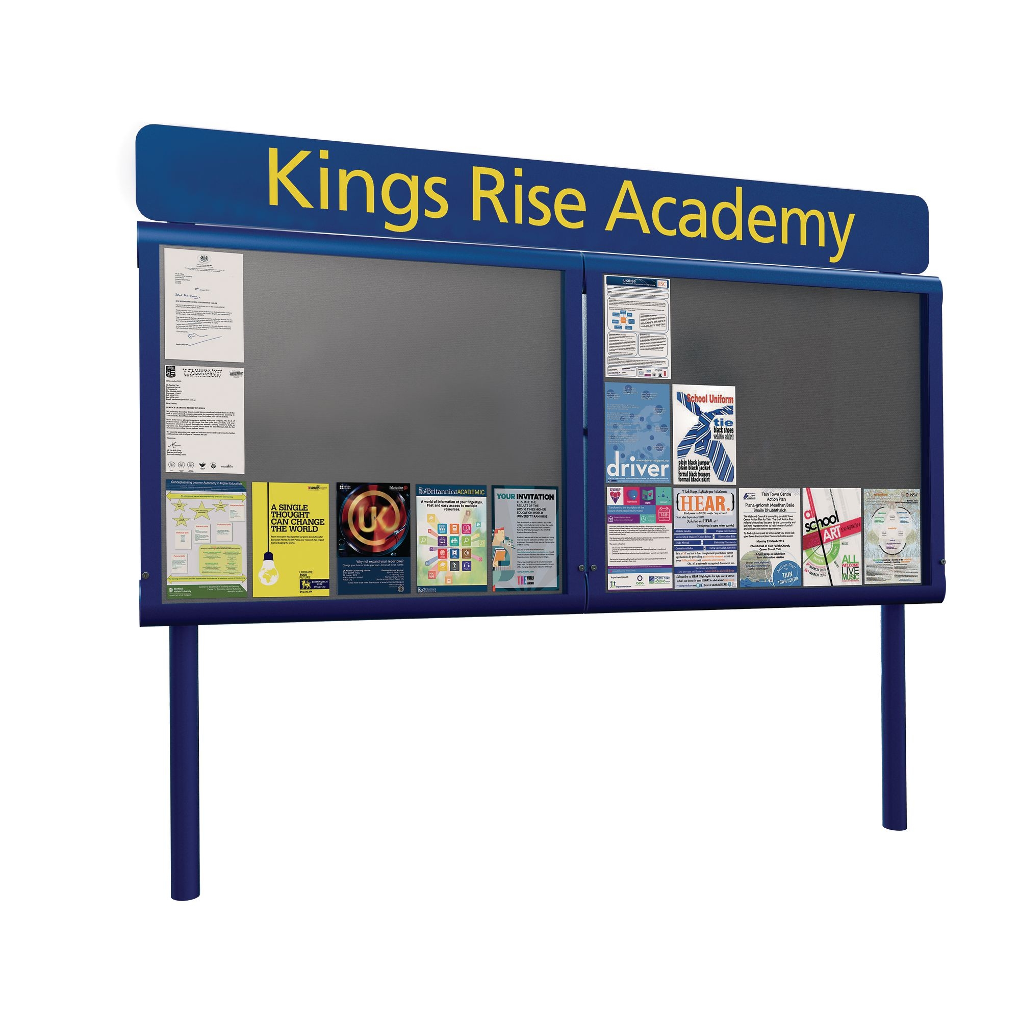 Weathershield Freestanding Headline Signage with Sunken Posts 18xA4 Landscape 103.1x142.3 White - Blue